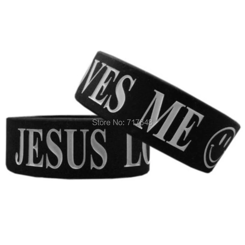 100pcs jesus loves me wristband silicone bracelets rubber cuff wrist