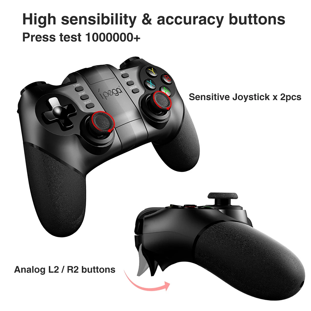 

Ipega 9076 PG-9076 Bluetooth Gamepad Game Pad Controller Mobile Trigger Joystick For Android Cell Phone PC Hand Free Fire