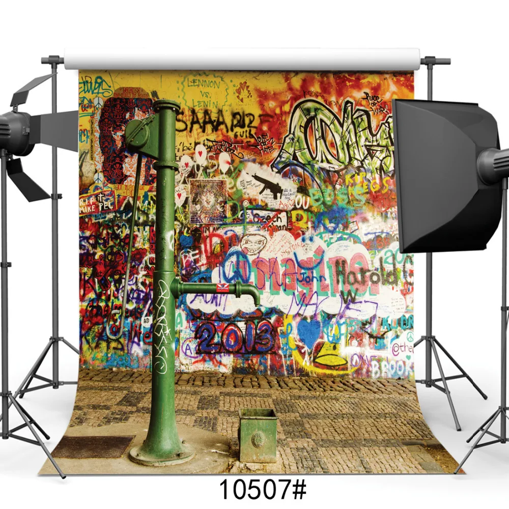 

Fabric Cloth Custom Photography Backdrops Prop Outdoor Graffiti Wall Vinyl Backgrounds Photo Studio for Children Baby Wedding