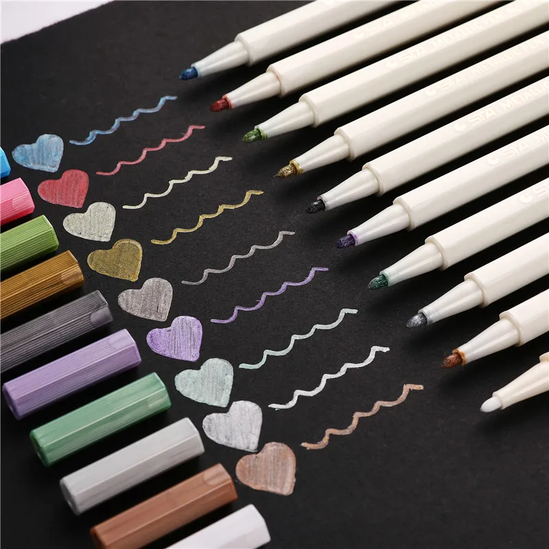 

10pcs/lot STA Metallic Marker Pen School art supplies Scrapbooking Crafts Soft brush pen fineliner permanent Stationery 04367