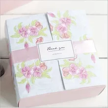 10 шт розовый цветок подложки коробки еды, коробка для печенья, шоколадная упаковочная коробка, Свадебная подарочная коробка для гостя 12*12*5 см