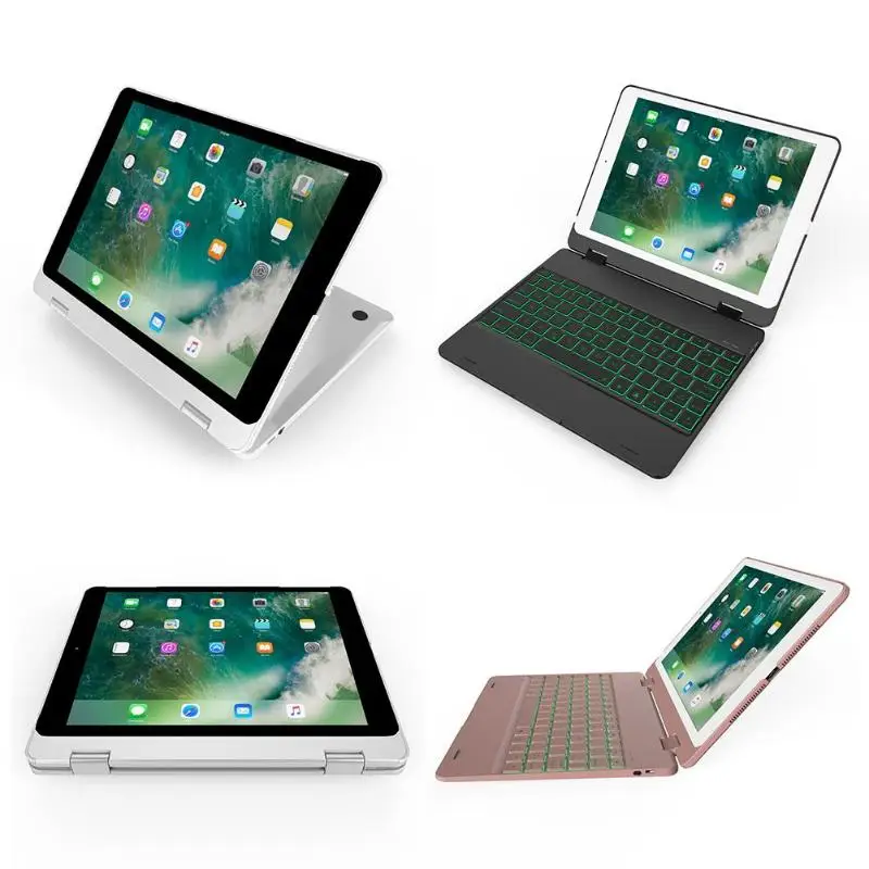 

VODOOL Bluetooth Keyboard Fashion Rotation Backlit Bluetooth Keyboard Flip Case Cover for iPad 9.7 2018 2017 Accessories