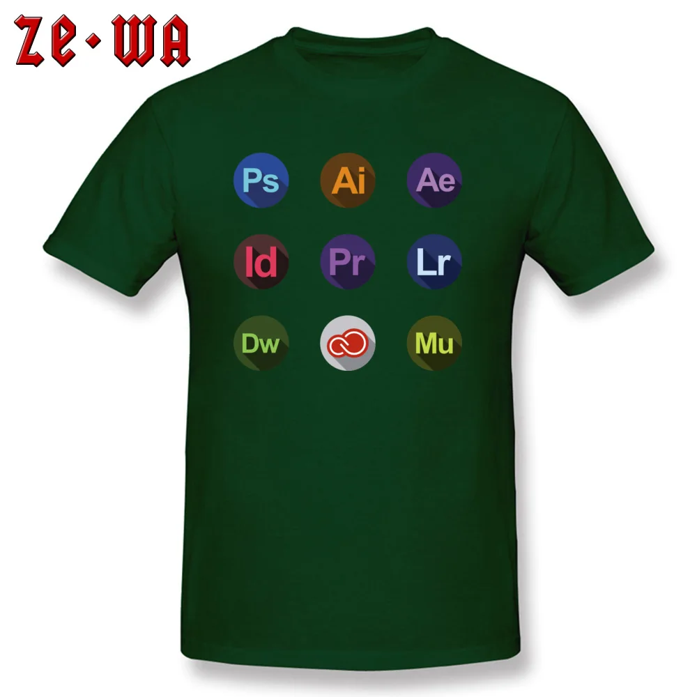 Casual Adobe logos Round Neck T-Shirt Labor Day Tees Short Sleeve for Men Prevailing Cotton Europe Top T-shirts Adobe logos dark