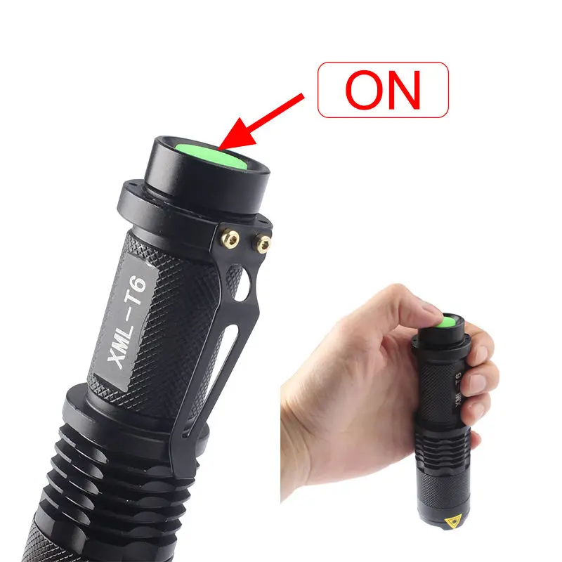 Mini 2500LM 5Mode CREE XML T6 LED Adjustable Focus Al Flashlight Torch Light 10