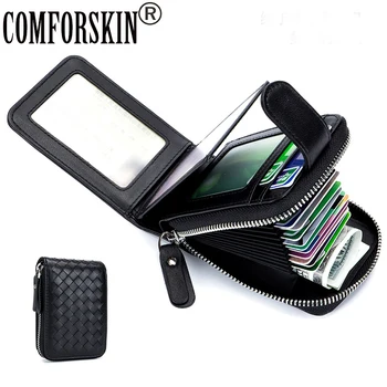 

COMFORSKIN New Arrivals Guaranteed 100% Sheepskin Leather 2018 High Quality Large Capacity Business Card Credit Holder Hot Brand