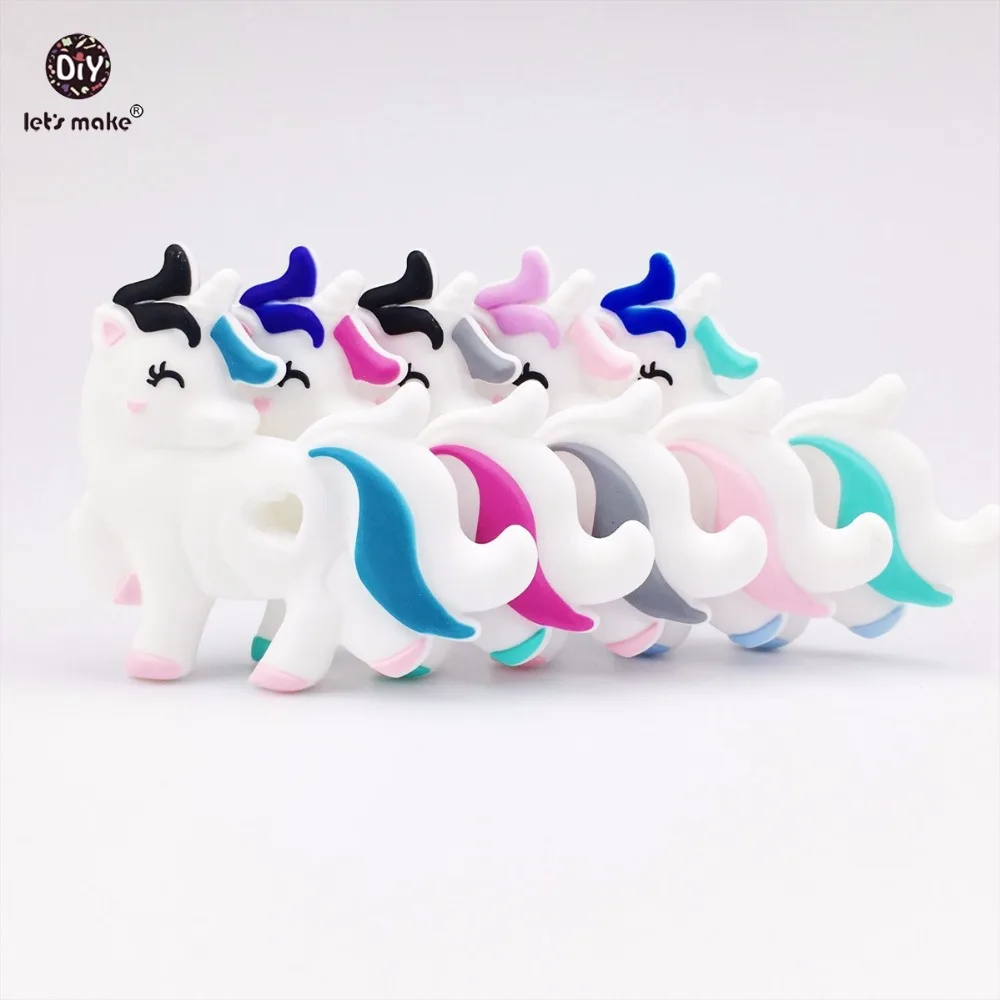

Let's Make Silicone Unicorn 5pcs Baby Teether Lovely Diy Teething Necklace Accessories Food Grade Silicone Teether Baby Teether