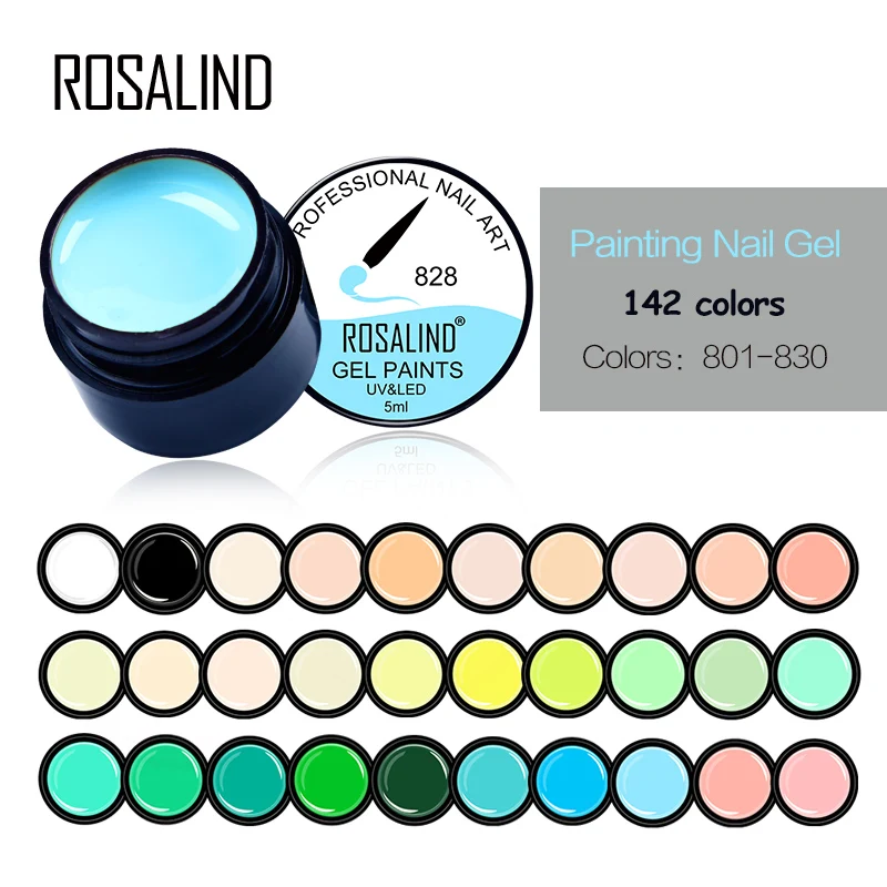 Rosalind, 5 мл, чистый цвет, краска для ногтей, Цветной Гель-лак для ногтей, стойкий светодиодный гель для ногтей, маникюрный дизайн, красивый Гель-лак