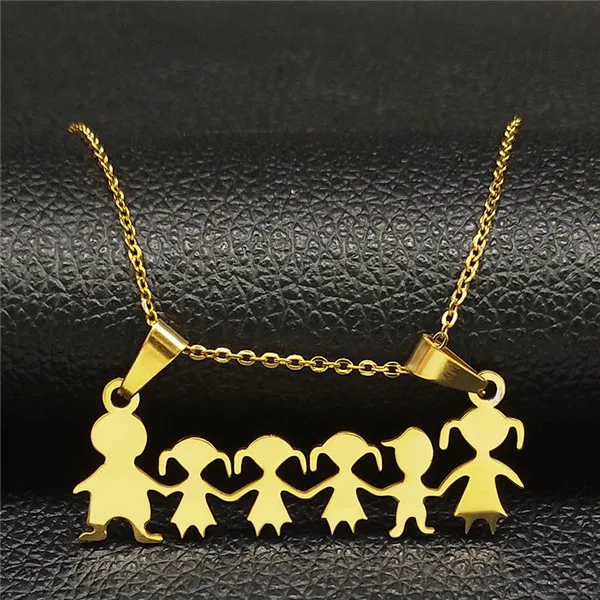 Mama family, серебряное ожерелье из нержавеющей стали для женщин, ювелирные изделия для мам, для мальчиков и девочек, эффектное ожерелье, ювелирное изделие, ожерелье N2306 - Окраска металла: 3 Girl 1 Boy GD