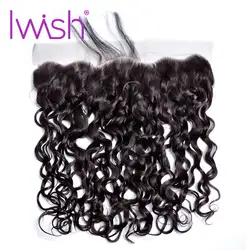 Iwish волосы перуанская волна Кружева Фронтальная Закрытие Remy человеческих волос Расширение уха до уха 13x4 натуральный цвет можно окрашивать