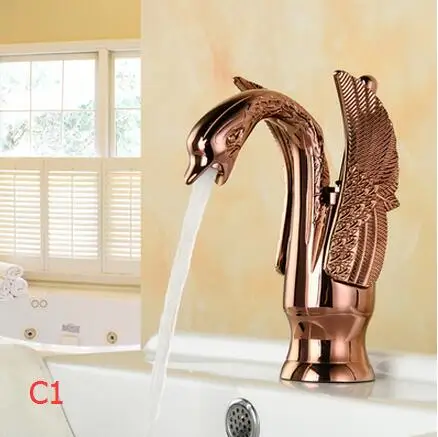 Смеситель для раковины для ванной комнаты torneira Arts Swan кран для горячей и холодной воды смеситель для раковины золотистый водопроводный кран для раковины кран на бортике латунный ретро кран - Цвет: C1
