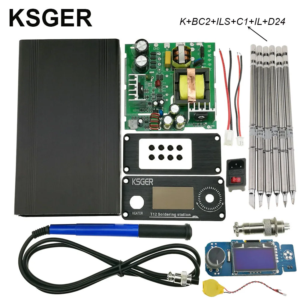 KSGER сплав 9501 паяльная ручка V2.1S T12 STM32 OLED цифровой контроллер температуры с насосом JBC Электрические паяльники - Цвет: SET 7