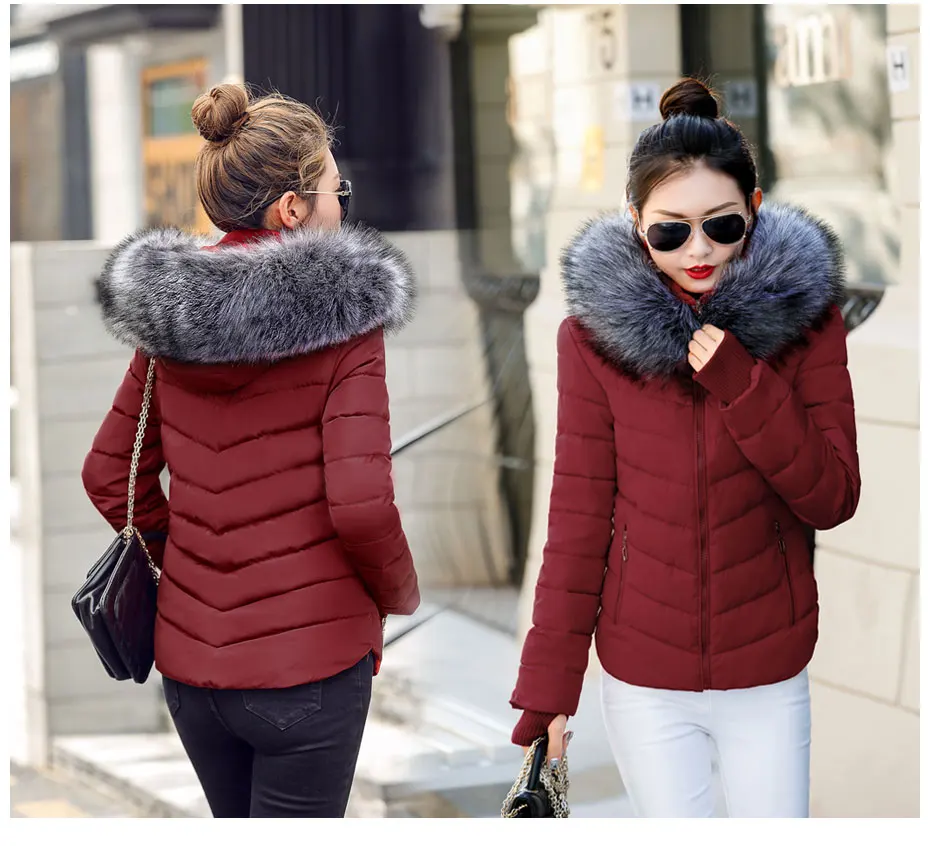 warmest winter coats for women Female Warm Winter Jacket 2020 Fashion Women Hooded Fur collar Down Cotton Coat Solid color Slim Large size Female Coat Leather Jackets