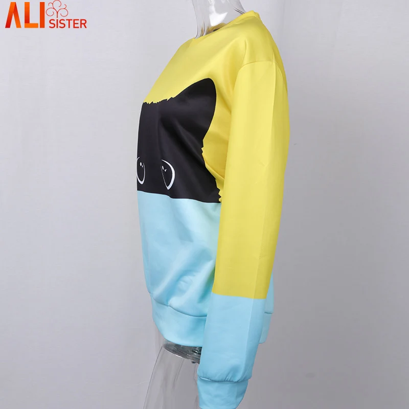 Tanie Alisister śliczne bluzy z kapturem dla kotów 3d bluza kobiety mężczyźni Kawaii czarny kot z kapturem zwierząt jesień swetry na zimę śmieszne Dropship