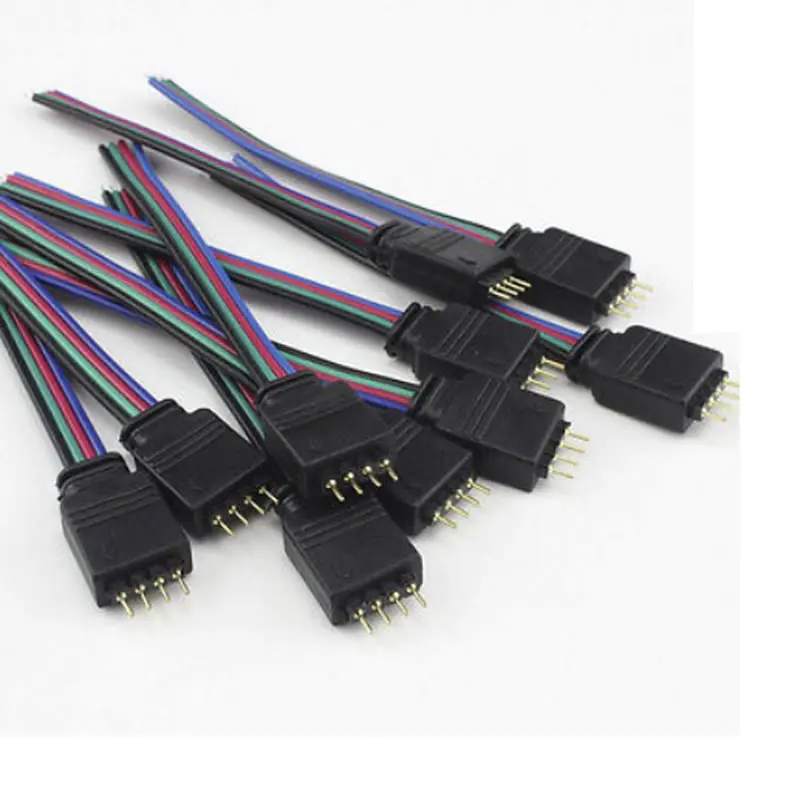 

5pcs/lot 12cm 4pin male led connector for 3528 5050 rgb led strip