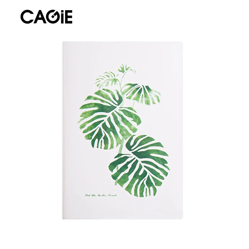 

CAGIE a5 Thick Ruled Notebook Green Plant Pattern 256 Pages Writing Notebooks and Journals Travelers Leather Journal Diary