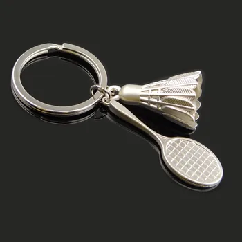 

Free Shipping Creative gifts accessories Badminton and racket key chain shuttlecock & badminton racket keychain key ring