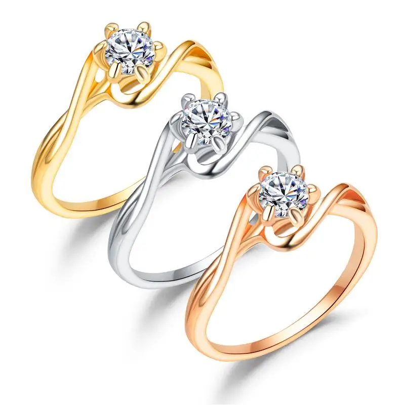 

Fashion Classic Six Claw AAA Zircon Wedding Rings For Women Personality Charm Twist Flower Shape Crystal Ring Engagement Gift