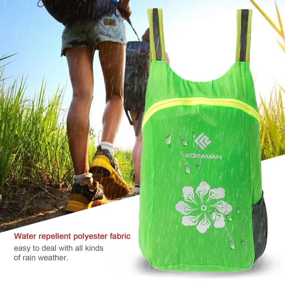 

Waterproof Bag Foldable Unsex Backpack Outdoor Climbing Pinic Bag Teenager Schoolbag 18L Polyester Solid Color Super Lightweight
