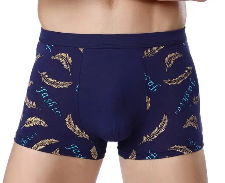 

KL120 Pouplar brand men boxers modal sexy men underwear plumage print shorts trunks for gay