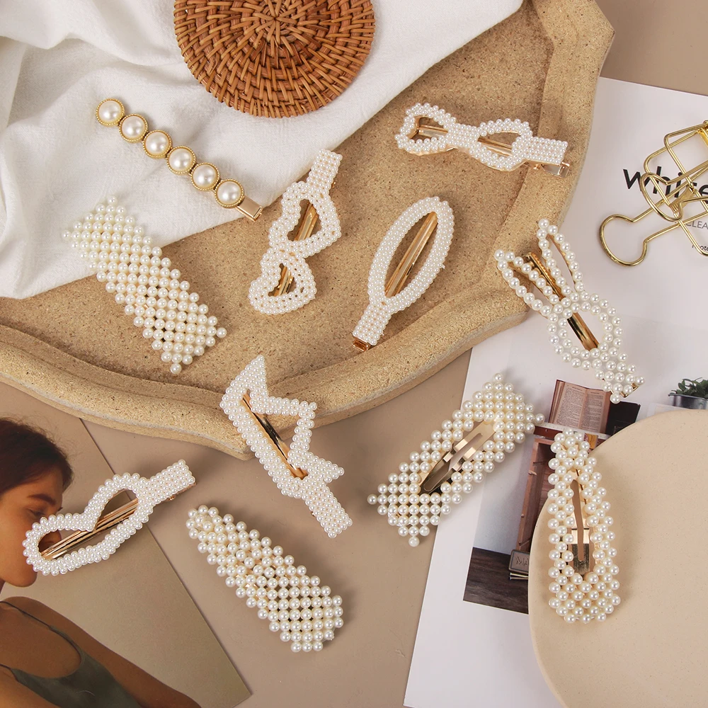 

Korean Style Popular Pearl Hairgrip Elegant Women Hair Clips for Girl Princess Retro Pin Barrette Hairclip Headdress Headwear