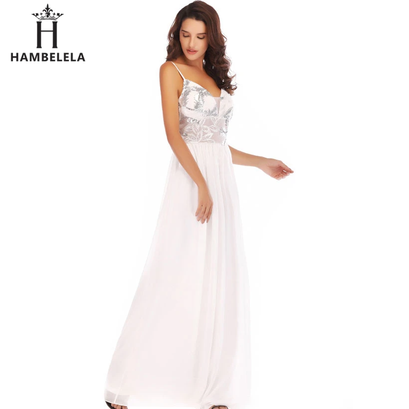 HAMBELELA Elegant Long Dress Sequined Top Party Dresses Women Sexy V Neck Spaghetti Straps Evening Vestidos Female Maxi Dresses (3)