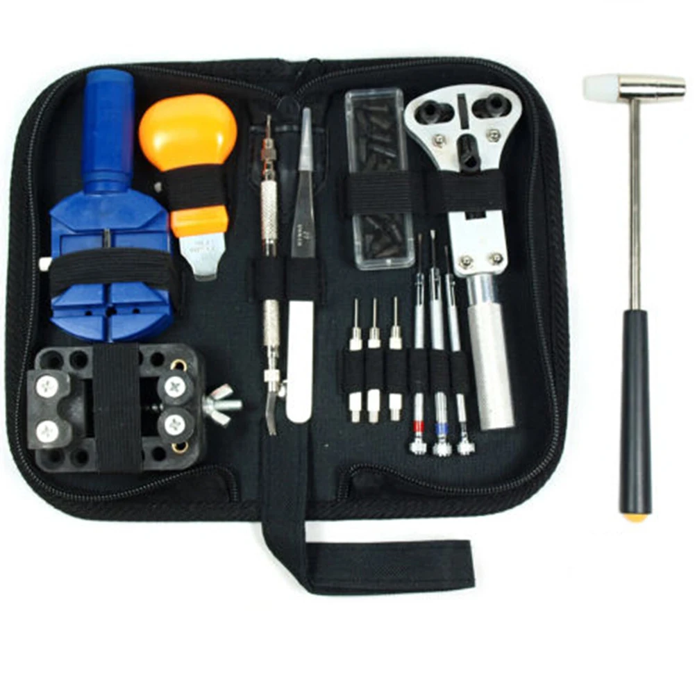 

14 Pcs Watchband Link Pin Remover Tweezers Hammer Case Opener Watch Repair Tool