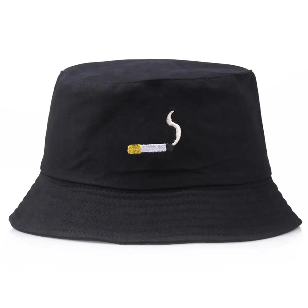 

Hats/Caps Cigarette Embroidery Bucket Hat For Adult Hip Hop Fisherman Panama Men Women Lovers Flat Bob Cap