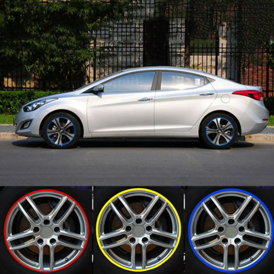 

16 Pcs Car Motorcycle Reflective Wheel Stickers Decals For 16-18in Wheel Rim Strips 4 Colors Car Decoration Styling Accessories