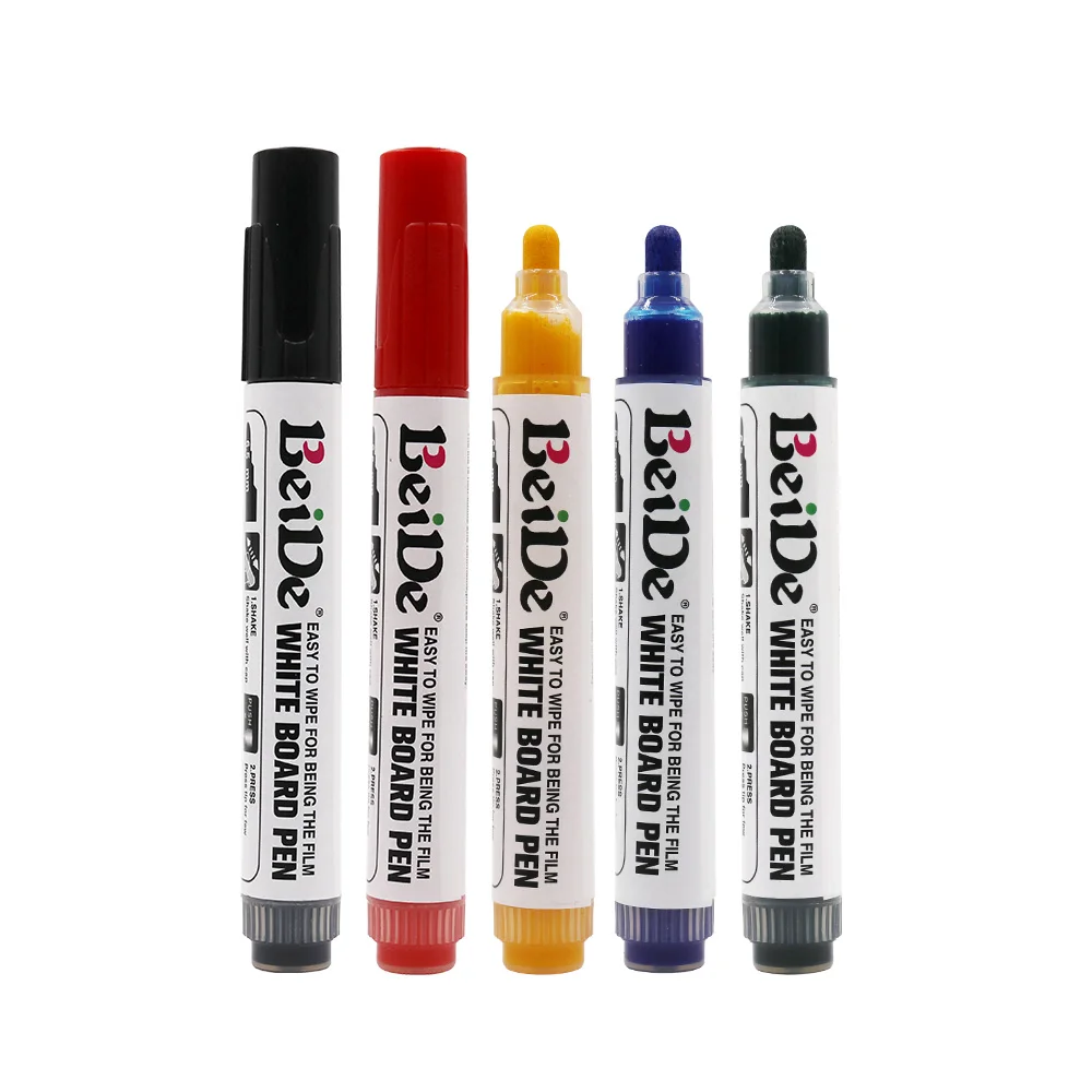 

Assorted Colored Dry Erase Whiteboard Markers, 5 Unique Colors, Fine/Bullet Tip, With Blackboard Brush
