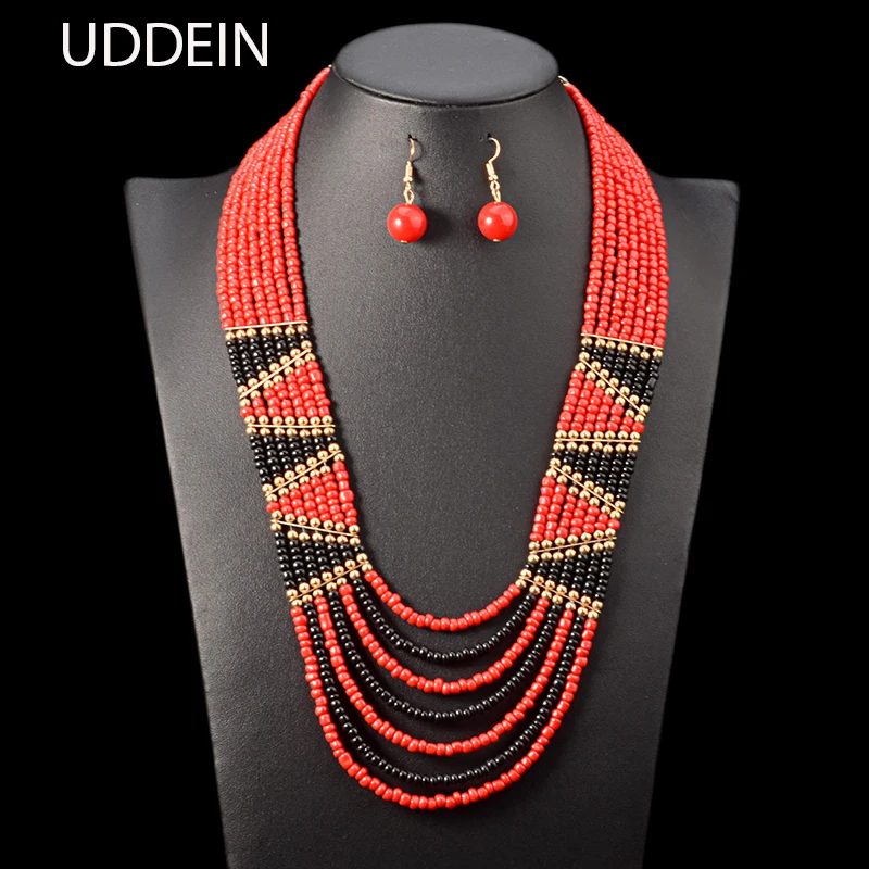 UDDEIN African bead jewelry sets bohemian necklace & pendant multi