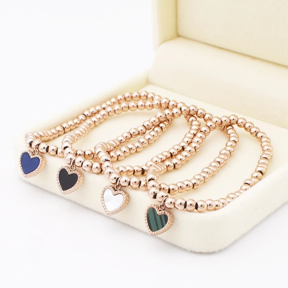 QLZBAO New 5 Color Double Sided Fashion Bracelet Chain Heart Bracelet