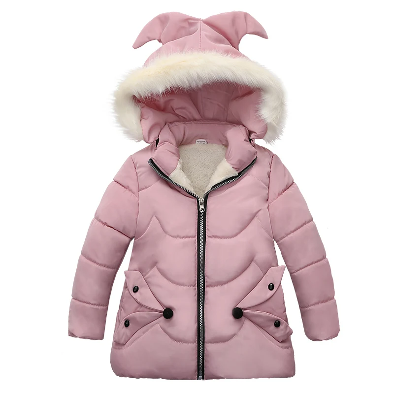 

Fashion Warm Thickening autumn Fur decorated hat Unique pocket Child Girls cotton Jackets&coat For 3-5 Years Old
