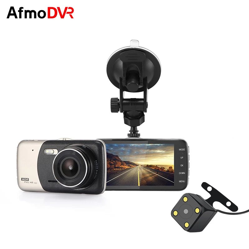 

AmfoDVR 4" Dual Lens 1080P FHD 1.0MP Dash Camera Car DVR Video Recorder Camcorder Register Motion Detection/G-sensor/Loop Video