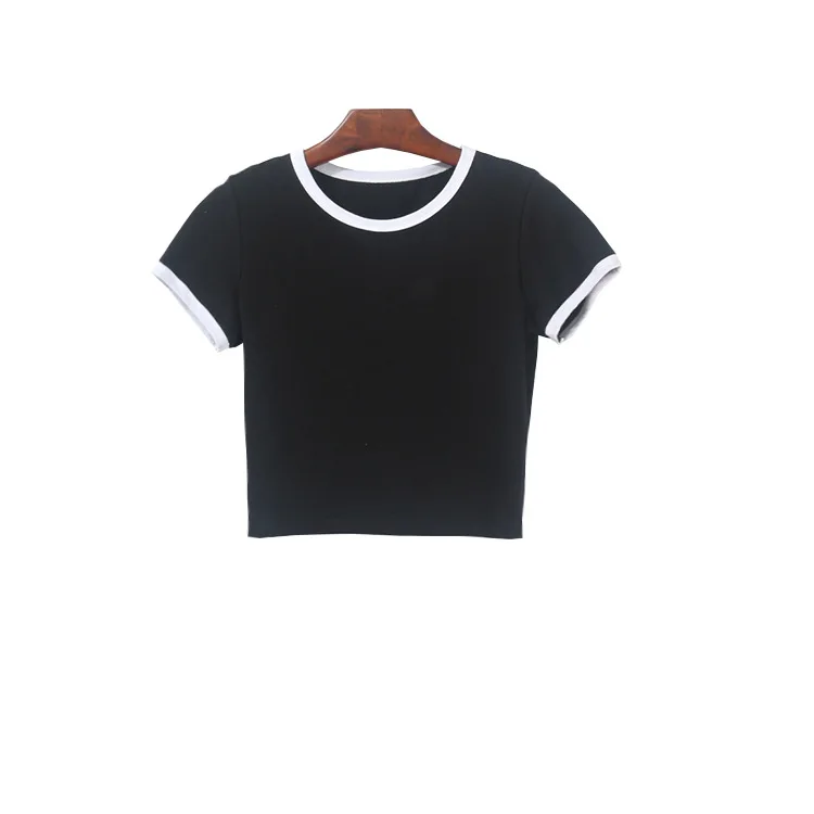 مثير ضئيلة عالية مطاطا القطن المرأة المحاصيل القمم قميص مخصص logo نص صورة مطبوعة تيز سيدة الأزياء فاسق الهيب هوب الروك القمصان