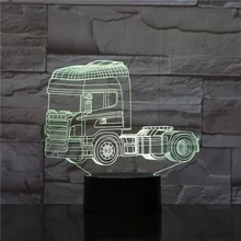 Супер тяжелый грузовик формы 3D ночник 7 меняющихся цветов Иллюзия светодиодный сенсорный выключатель USB кабель GX1840 быстрая прямая