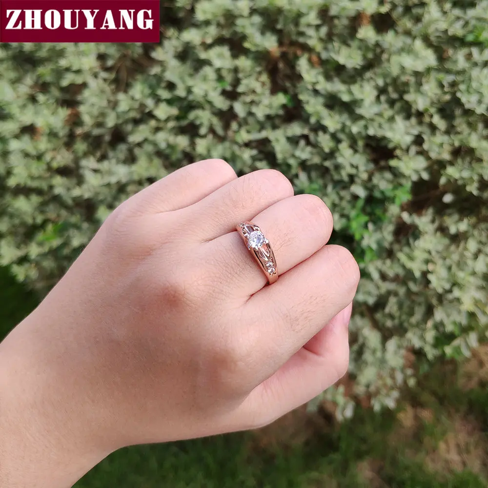 ZHOUYANG Wedding Ring For Women Classic Cubic Zirconia Rose Gold Color Fashion Jewelry Lover Rings Austrian Crystal ZYR249 - Image 6
