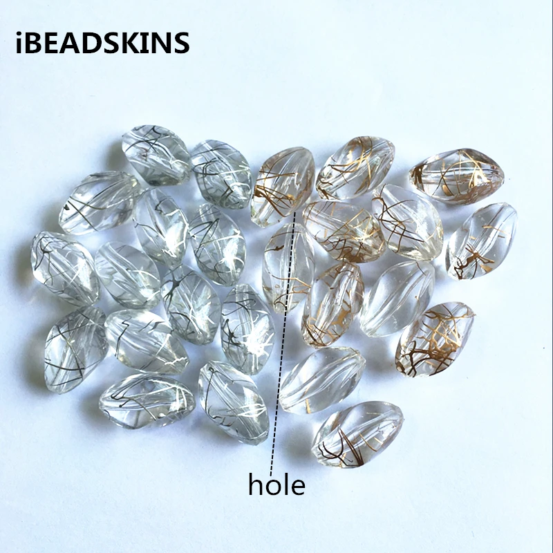 

New arrival! 20x11mm 340pcs/lot clear with gold/silver wire drawing effect Twisting -shape Acrylic beads (Design as shown)