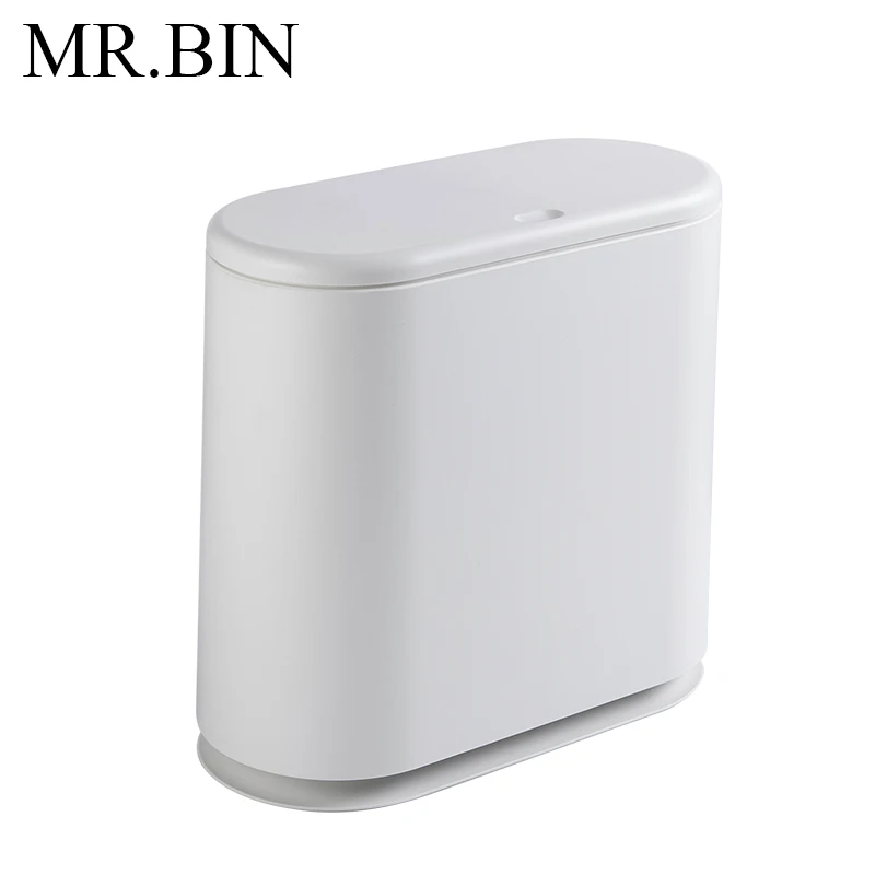 

MR.BIN Pressing Type Trash Can Modern Simple ABS and PP Plastic Waste Bin Narrow Space Saving Garbage Bin for Household Cleaning