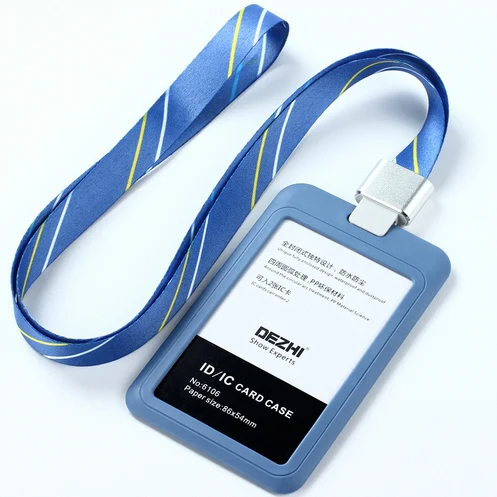 DEZHI модный стиль ID IC карты держатель значка работы карты с полиэфирным шнурком, самая низкая цена, может изготовить логотип, OEM - Цвет: blue stripe set