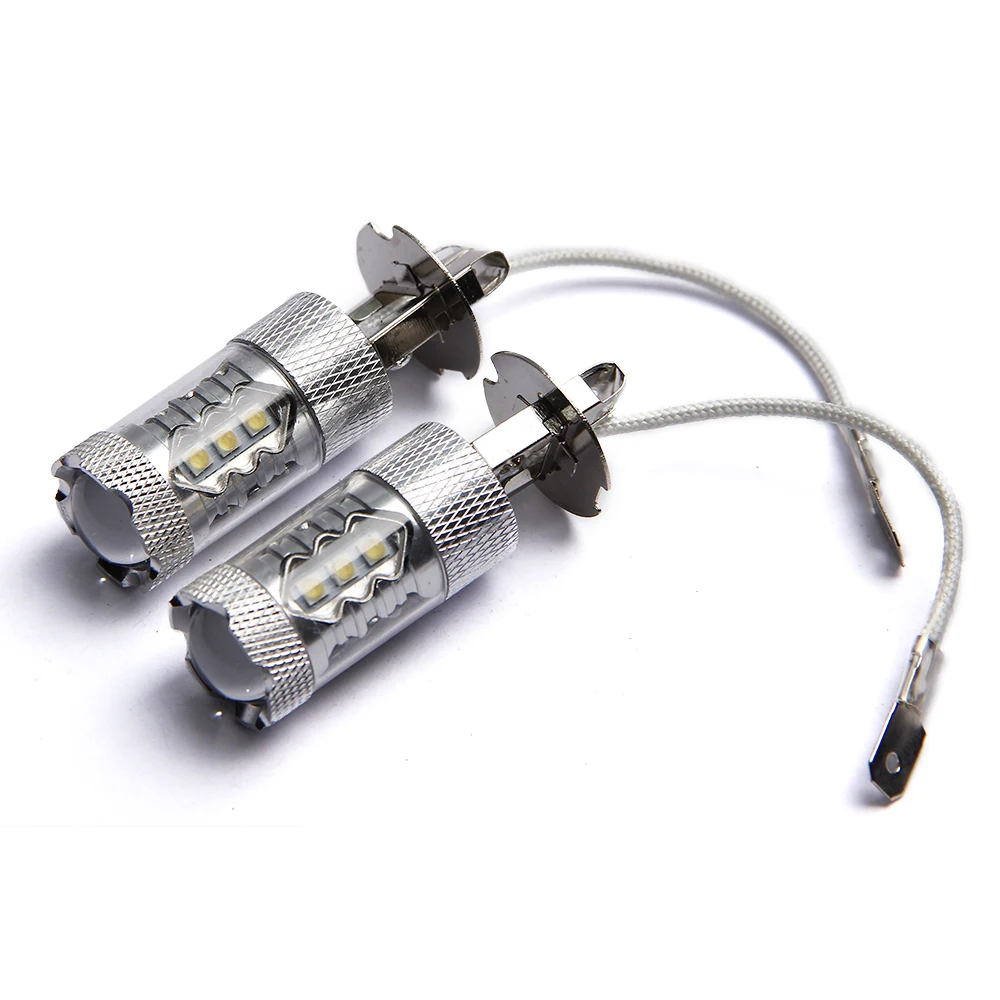 2 шт. 80 Вт CREE Chips H1 H3 H4 H7 H8 H9 H11 H13 H16 P13W SMD COB Светодиодная лампа 12 В 6500K светодиодный
