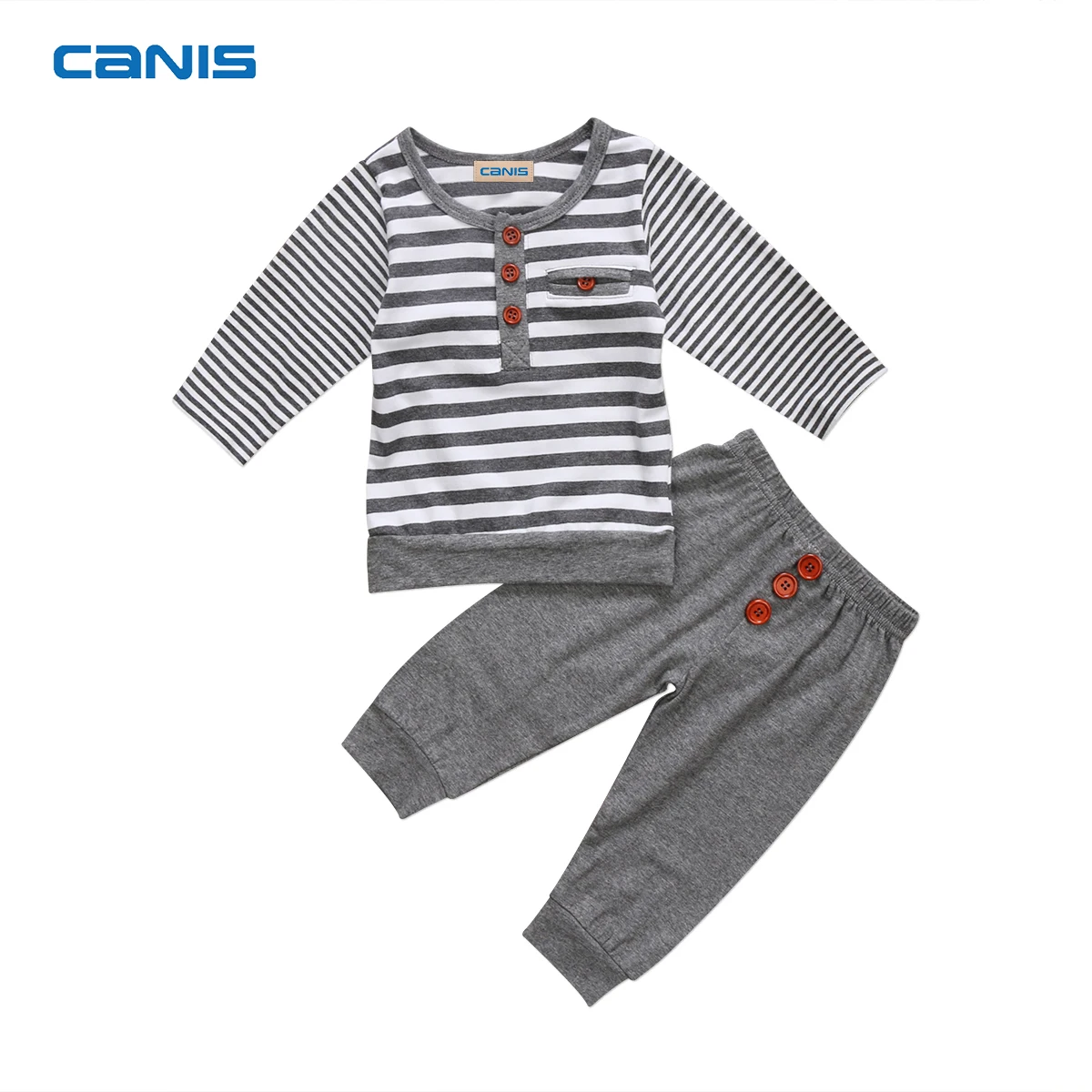 Casual Soft Gray Newborn Kids Baby Boy Girl Infant Cotton Clothes Top T