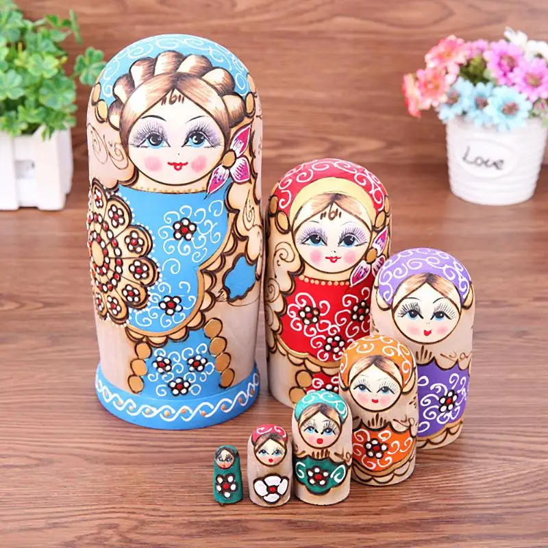 7 шт Матрешка русские куклы набор деревянная ручная краска матрешка куклы головоломка ручной работы Домашний Декор кукла для детей Подарки