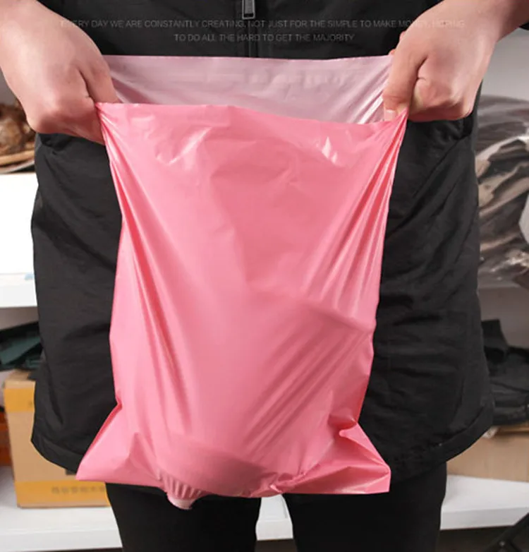 100 шт Розовый полиэтиленовый почтовый клейкий конверт сумки Упаковочные пакеты пластиковые почтовые Розовые Свадебные Подарочные Упаковочные пакеты