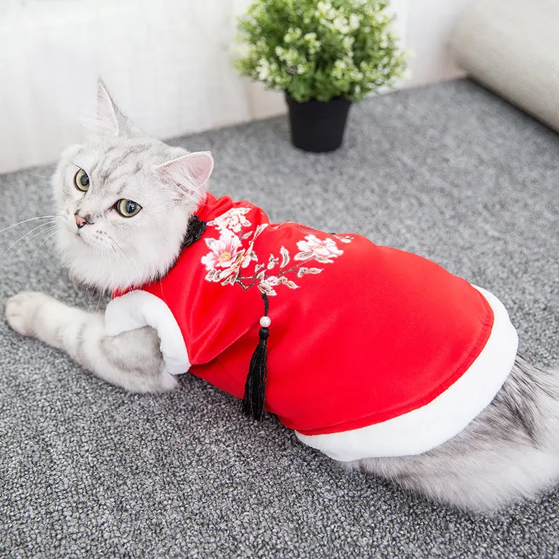 Cat Clothes Costume Winter Tang Suit Puppy Kitten Pet Cat Autumn and