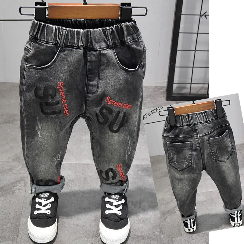 

New Style Kids Boy Jeans Elastic Waist Straight Trousers Baby Kids Fashion Denim Pant Casual Baggy pants Spring Autumn 2-6years