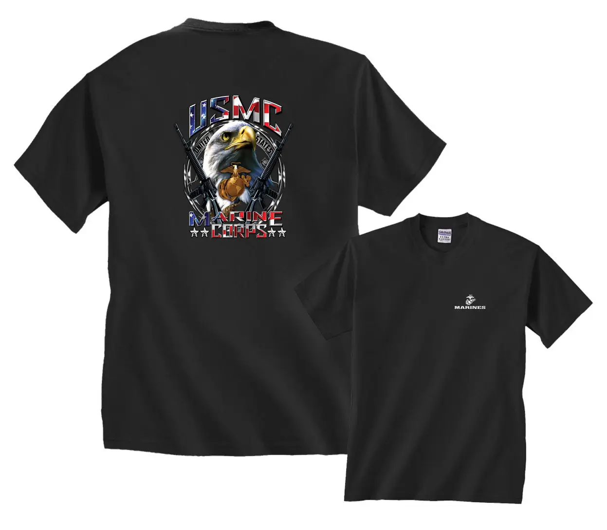 USMC Marine Corps Eagle Rifles Words as American Flag Military T-Shrt Clearance Cartoon t shirt men Unisex New Fashion tshirt | Мужская