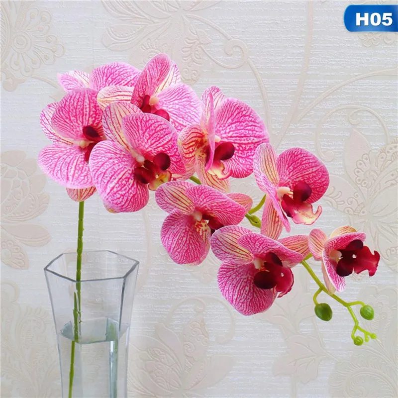 9 головок 105 см искусственный цветок фаленопсис латексный кремний орхидеи для свадьбы высокое качество одиночные шт