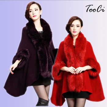 

New Fashion Spring Women Purple Faux Fur Coat Poncho Cape Outerwear Feminino Casaquinho Cardigan Shawl Cloak 5 Colours
