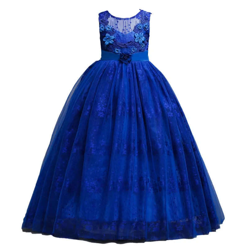 

New Formal Dress for Girls Princess Costumes 2018 Fancy Wedding Party Girls Dresses Elegant Kids Lace Floral Prom Gowns Vestidos