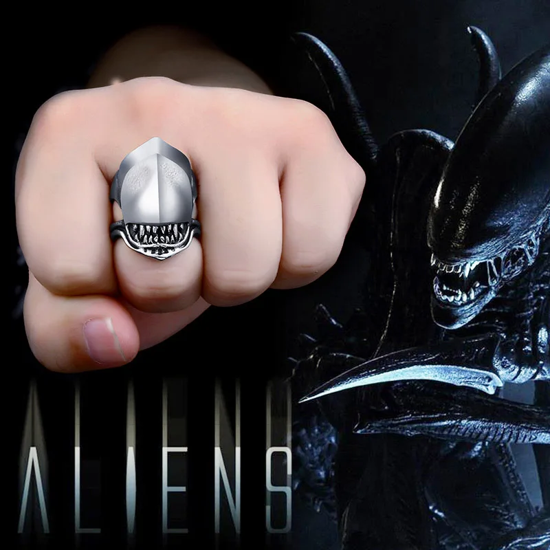 BEIER Movie Stainless steel Alien battle Predator Shark Animal ring Men Fashion party gifts for guests souvenirs 2018 BR8-565